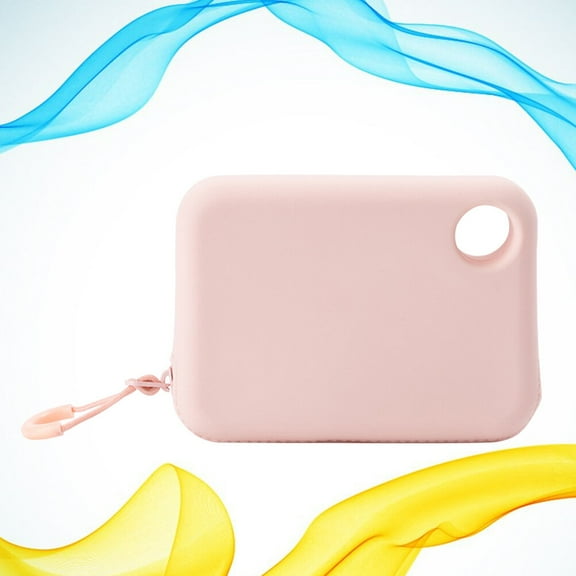 WHAMVOX Portable Silicone Coin Purse Outdoor Storage Bag Minimalist Change Purse Zippered Small Wallet for Women Men Size S Pink