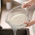 thumbnail image 4 of Kitchen Colander with Handle, Rice Washing Bowl for Draining, Plastic Strainer Basket for Vegetables Fruits Pasta, 9x3.54 inches, 4 of 5