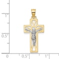 thumbnail image 2 of Diamond2Deal 14K Two-tone Gold Crucifix Pendant for Women (L- 1.19 inch, W- 0.52 inch), 2 of 6