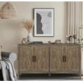 thumbnail image 4 of Testing Item- 4 Door Wooden Twill Sideboard American Country Vintage Old Living Room Dining Room Hallway Entryway Cabinet (Brown), 4 of 5