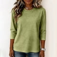 thumbnail image 6 of Womens Crew Neck 3/4 Sleeve Tops Casual T Shirts Fall Loose Fit Dressy Plain Basic Tops L, 6 of 6