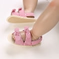 thumbnail image 4 of NOKIO Spring Summer Baby Toddler Girl Sandals, Flat Bottom Lightweight Open Toe Breathable Comfortable Stripe Pattern Hook Loop, Baby Walking Sandals for Daily Use, 4 of 8
