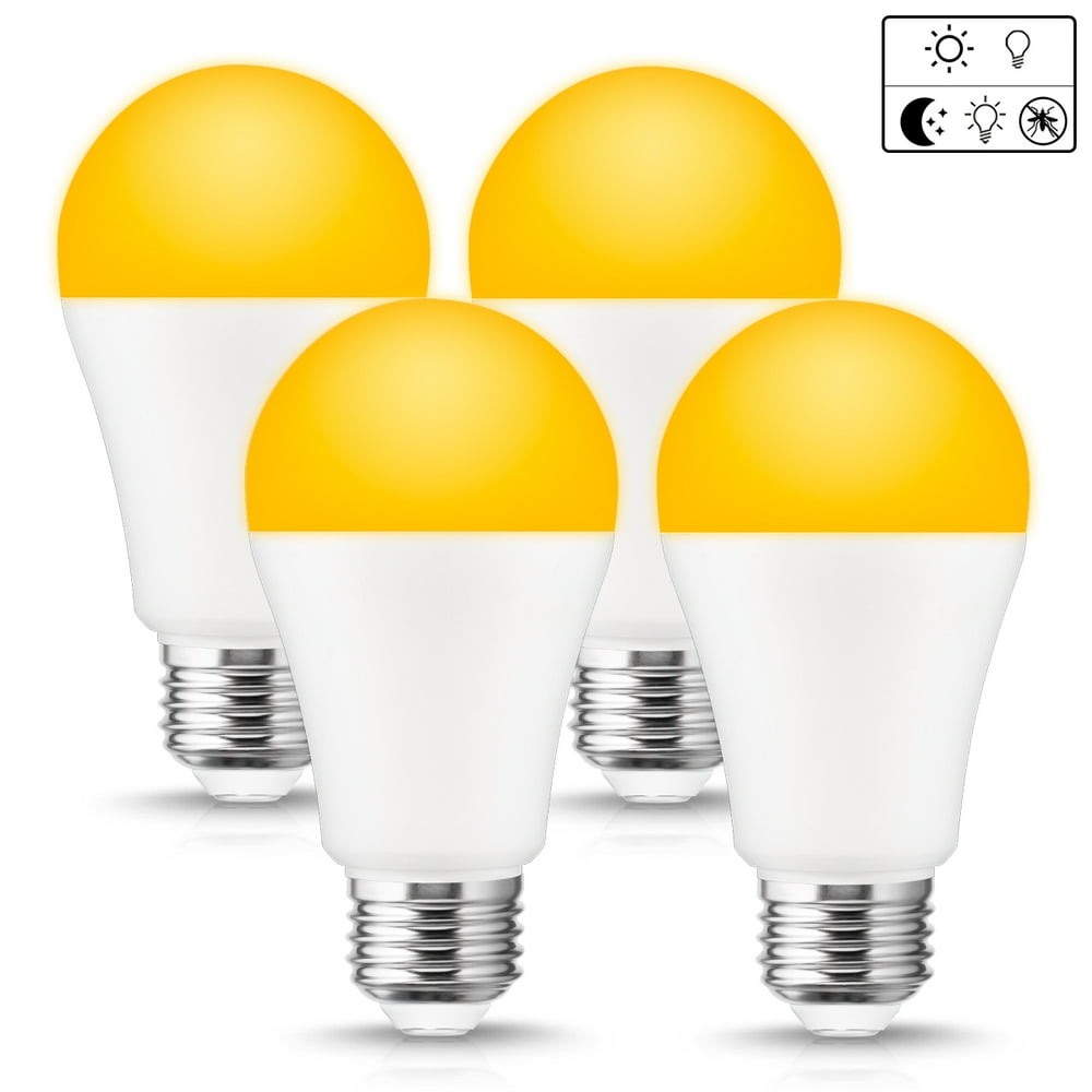 A19 LED Yellow Bug Light Bulbs, 12W (100W Equivalent) E26 Base Outdoor