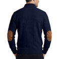 thumbnail image 6 of UDAUDU Men's Cable Knit Sweater Casual Stand Collar Vintage Sweatshirt Button Knitted Fall Winter Pullover with Elbow Patches Navy L, 6 of 6