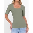 thumbnail image 5 of ANRABESS Womens Scoop Neck Tops Half Sleeve Ribbed Knit Slim Fitted T Shirts Summer Casual Basic Tee Going Out Shirts, 5 of 10