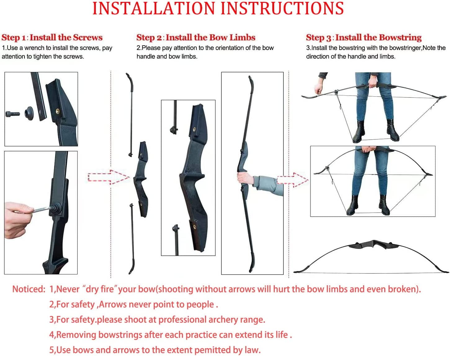 AME Archery Takedown Recurve Bow and Arrow Set Left/Rght Hand Longbow Kit Beginner Outdoor Hunting Shooting Practice 20lb 30lb 40lb