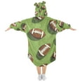thumbnail image 2 of FORMRS Wearable Blanket Hoodie with Sleeves for Kids Cozy Flannel Sweatshirt, Game Day Footballs, 2 of 7