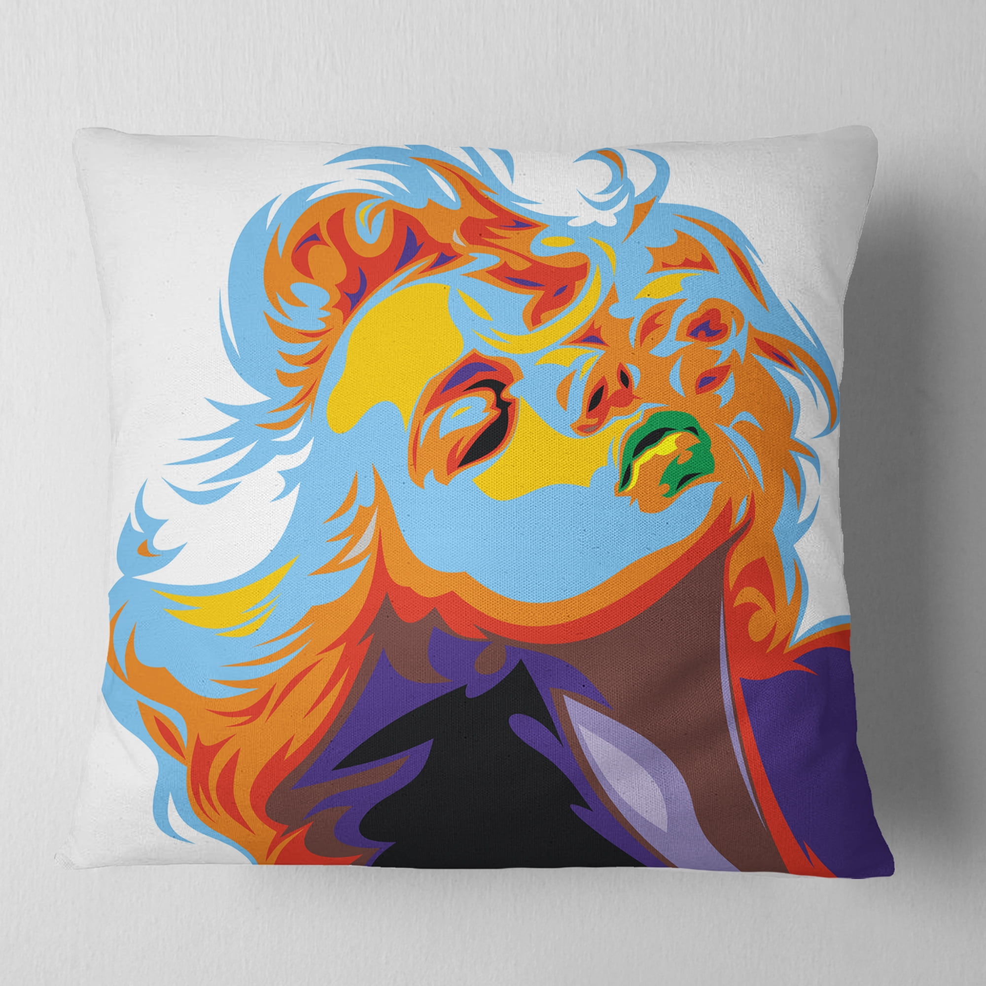 Designart Blonde Girl Art - Vector Throw Pillow - 16x16