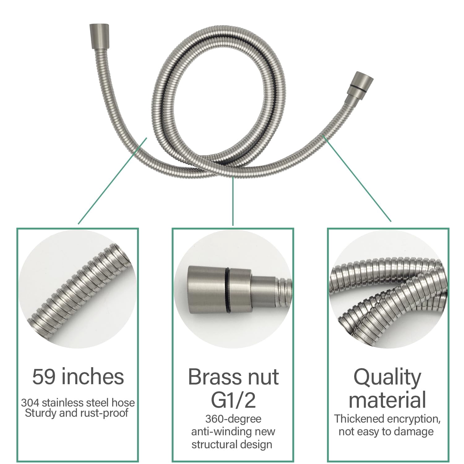 RV Shower Faucet Kit with Handheld Head, Hose & Holder, Brushed Nickel