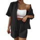 thumbnail image 2 of Conjuntos de Dos Piezas de Pantalones Cortos de Verano para Mujer, Top, Pantalones Cortos, Ropa de Descanso, Playa, Vacaciones, Chándales, Negro, XL, 2 of 7