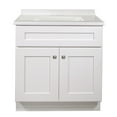 thumbnail image 6 of Design House Brookings 31" x 22" Assembled Solid Wood Bath Vanity with Camilla II Cultured Marble Centerset Top, Sherwin Williams® White/White, 6 of 15