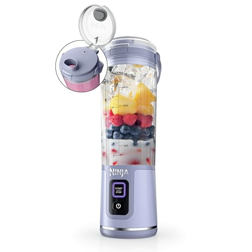 Ninja Blast Licuadora Portatil Recargable para Smoothies,Batidos,Ninja frappe de cable desmontable USB tipo C, vaso licuadora de 532ml(18 oz) Negro(Reacondicionado) (Lavanda Teñida)