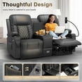 thumbnail image 2 of LOBERFVE Large Loveseat Recliner, Loveseat Recliner Sofa with Storage Console, Recliner Chair with USB Ports, 2 Cell Phone Holders, Cup Holder, Loveseat Couch for Living Room, 2 of 8
