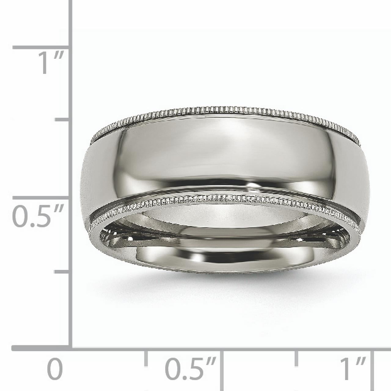 Primal Steel Titanium 8mm Grooved and Beaded Edge Band