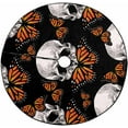 thumbnail image 1 of FMSHPON SkullOrange Butterfly Xmas Christmas Tree Skirt Stand Mat for Holiday Party Decoration Indoor Outdoor 48 inches, 1 of 3