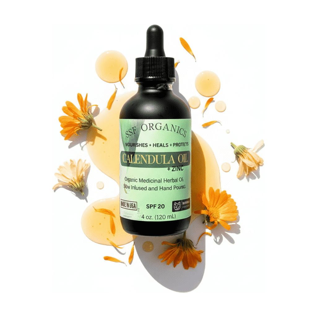 Concentrated Medicinal Calendula (Calendula officinalis) Skin Repair Oil | Damaged Skin Recovery and Relief 4 oz.
