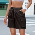 thumbnail image 5 of Women's Cargo Shorts Quick Dry Lightweight Athletic Hiking Shorts Casual Elastic Waist Drawstring Summer Shorts with Multi-Pockets, 5 of 9