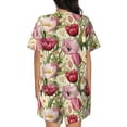 thumbnail image 3 of Bingfone Tulips Flowers Print Pajamas Sets for Women Soft Short-Sleeved Pjs with Lounge Shorts Two Piece Sleepwear, 3 of 8
