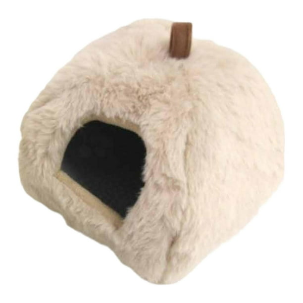 Cama cálida para hámster, casa, escondite, jaula cómoda, accesorios, choza, nido para mascotas de interior Beige