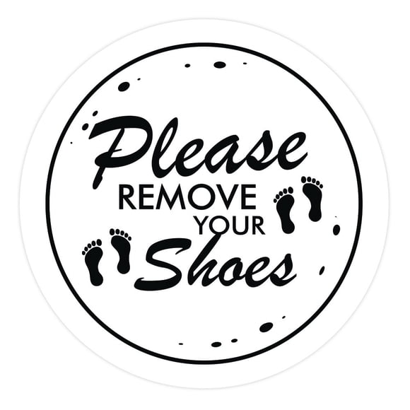 All Quality Please Remove Shoes Circle Wall Door Sign - White (Small)