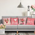 thumbnail image 4 of Mothers Day Pillow Covers 18x18 Set of 4 Pink Velvet Mom Throw Pillow Covers Carnation Floral Cushion Covers Pillow Case Gift for Mother Mom Birthday Home Outdoor Sofa Decoration (18), 4 of 5