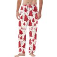 thumbnail image 6 of Wutalume Men's Drawstring Pocket Flannel Pants with Festive Print, Warm Homewear Sleep Pants for Cozy Nights and Relaxation,Beige L, 6 of 7