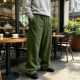 thumbnail image 5 of Havenx Mens Sweatpants Straight Wide Leg Drawstring Sweat Pants with Pockets Elastic Waist Open Bottom Sweatpant Athletic Comfy Y2k Fall Winter Loose Fit Pant,Camouflage Green L, 5 of 8
