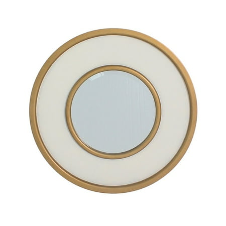 York 30 Inch Round Mirror Antique White Gold
