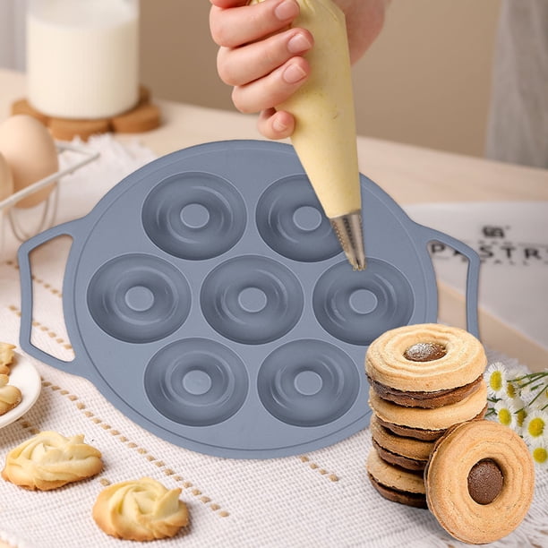 Molde para bizcochos de 7 cavidades con orejas dobles • Silicona alimentaria de alta temperatura • Moho antiadherente para donuts • Bandeja apta para horno