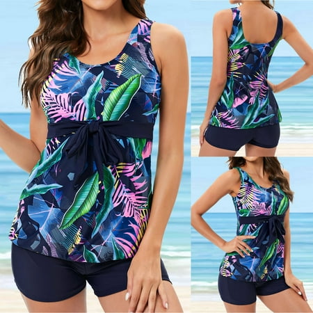 

bikinis for women Women Slim Cross Sport Bra Vintage Printed Beach Beachwear Swim Tankini Set Bandeau Bandage Bikini Push Up Swimwear Bathing Suit Two Pieces Swimsuits Swimdress womens bikini