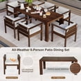 thumbnail image 4 of HighSound 7 Piece Patio Dining Set, Outdoor Acacia Wood Furniture Set with Umbrella Hole, Rectangular Table and 6 Chairs w/Removeable Fabric Cushion, Mocha, 4 of 8