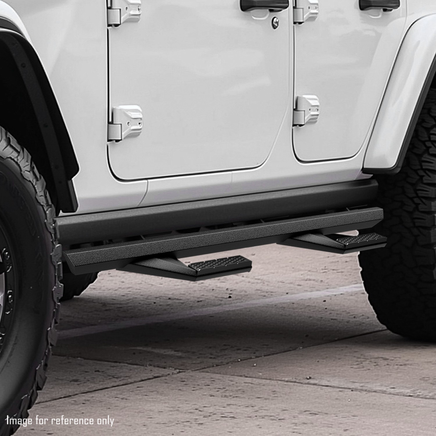 Nuvision for 18-24 Jeep Wrangler JL 4Dr Pair Steel Side Arm Step Nerf Bar Running Boards