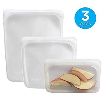 Reusable Silicone Food Bag, Sandwich Bag, Snack Bag and 1/2 Gallon Bag, Sous vide Bag, Storage Bag, Clear