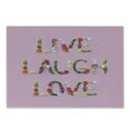 thumbnail image 1 of Live Laugh Love Cutting Board, Floral Words Composition on an Abstract Pink Background Typographic Pattern, Decorative Tempered Glass Cutting and Serving Board, Small Size, Multicolor, by Ambesonne, 1 of 1