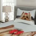 thumbnail image 2 of Ambesonne Yorkie Quilted Coverlet 2 Pcs, Lying Dog Ribbon Love, Twin Size, Pale Caramel Sand Brown, 2 of 4