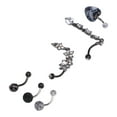 thumbnail image 2 of 6pcs Belly Button Rings Set Dangle Belly Rings Stainless Steel Navel Button Piercing Jewelry, 2 of 8