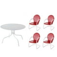 thumbnail image 1 of Ensemble de Salle à Manger de Patio 5 Pcs avec Ensemble de 4 Chaises à Accoudoirs Rouges et Table en Blanc, 1 of 3