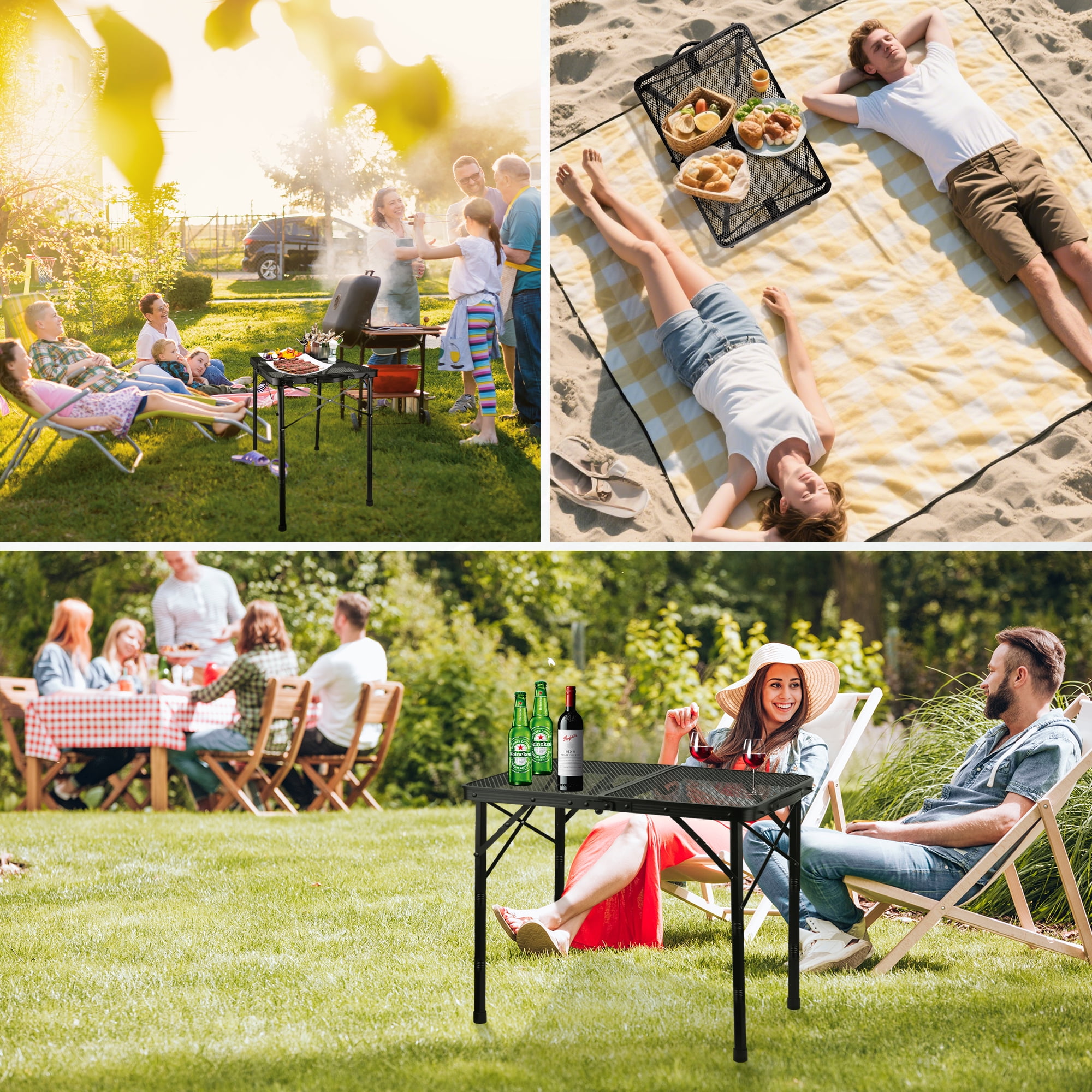 OHHANI Folding Grill Table, 3 ft Portable Outdoor Bbq Picnic Table