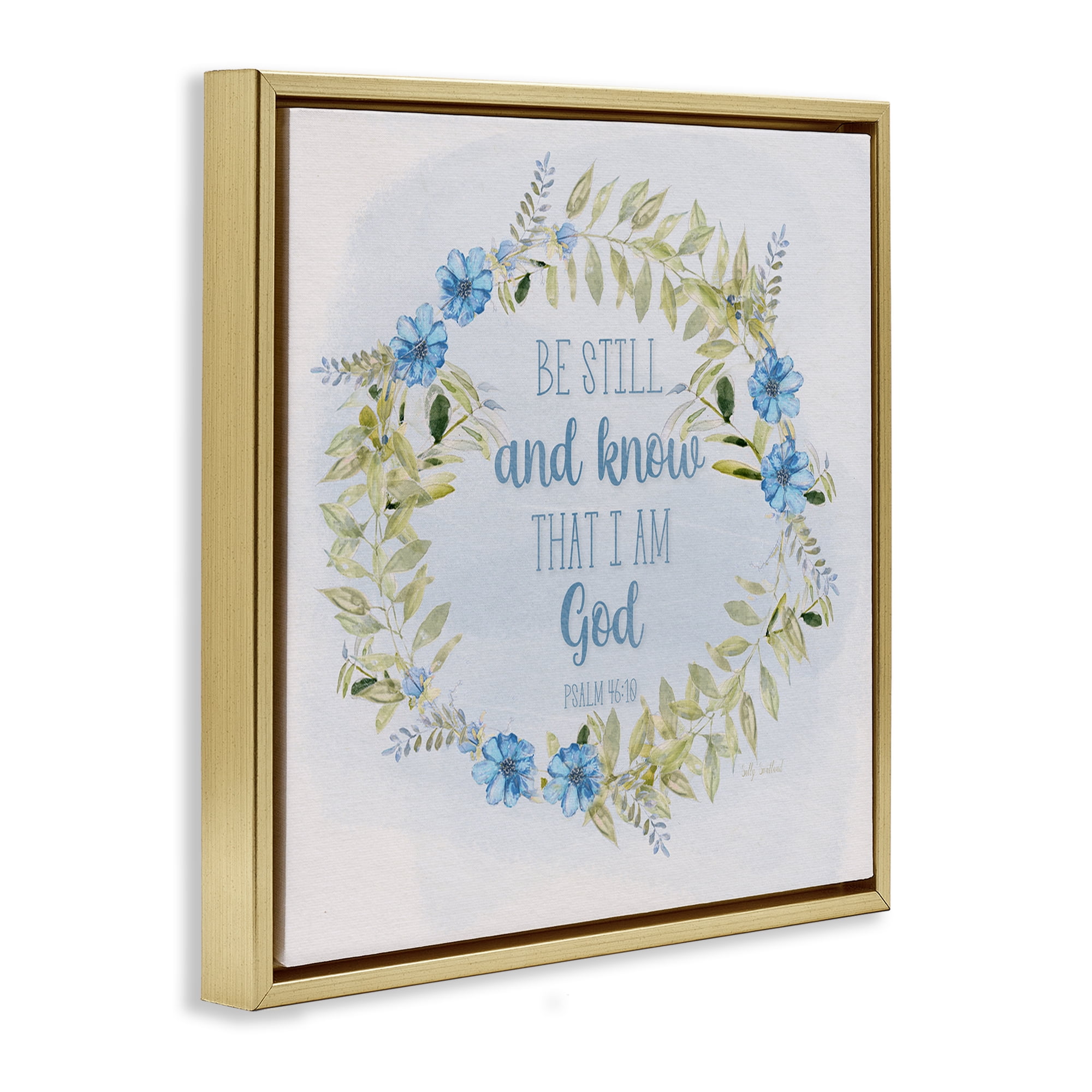 Stupell Industries Know I Am God Phrase Religious & Spiritual Painting Gold Floater Framed Canvas Art Print Wall Art, 25 x 25