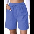 thumbnail image 4 of Pantalones Cortos Casuales Omen con Cordón Ajustable, Cintura Elástica Cómoda, Pantalones Cortos de Verano con Bolsillos, Azul Real L, 4 of 10