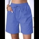 thumbnail image 4 of Pantalones Cortos Casuales Omen con Cordón Ajustable, Cintura Elástica Cómoda, Pantalones Cortos de Verano con Bolsillos, Azul Real L, 4 of 10