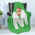 thumbnail image 4 of Christmas Alphabet Soft Flannel Fleece Blanket, Santa Popping from Behind a Letter M Happy Holiday Setting, Cozy Plush for Indoor and Outdoor Use, 50" x 70", Green Dark Coral White, by Ambesonne, 4 of 5