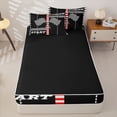 thumbnail image 4 of Castle Fairy Race Flag Graphic Zipper Full Size Comforter Sets with Fitted Sheet and 2 Pillowcases,Start and Finish Print Zipper Bedding Set for Bedroom,Black White,4pcs,Black Reversible, 4 of 6