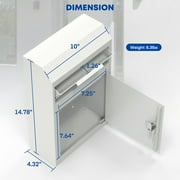 POCHAR Metal Drop Box Locking Cabinet Mailbox Secure Anti-Theft Wall Mounting Kit for Mail Deposit Key Return White
