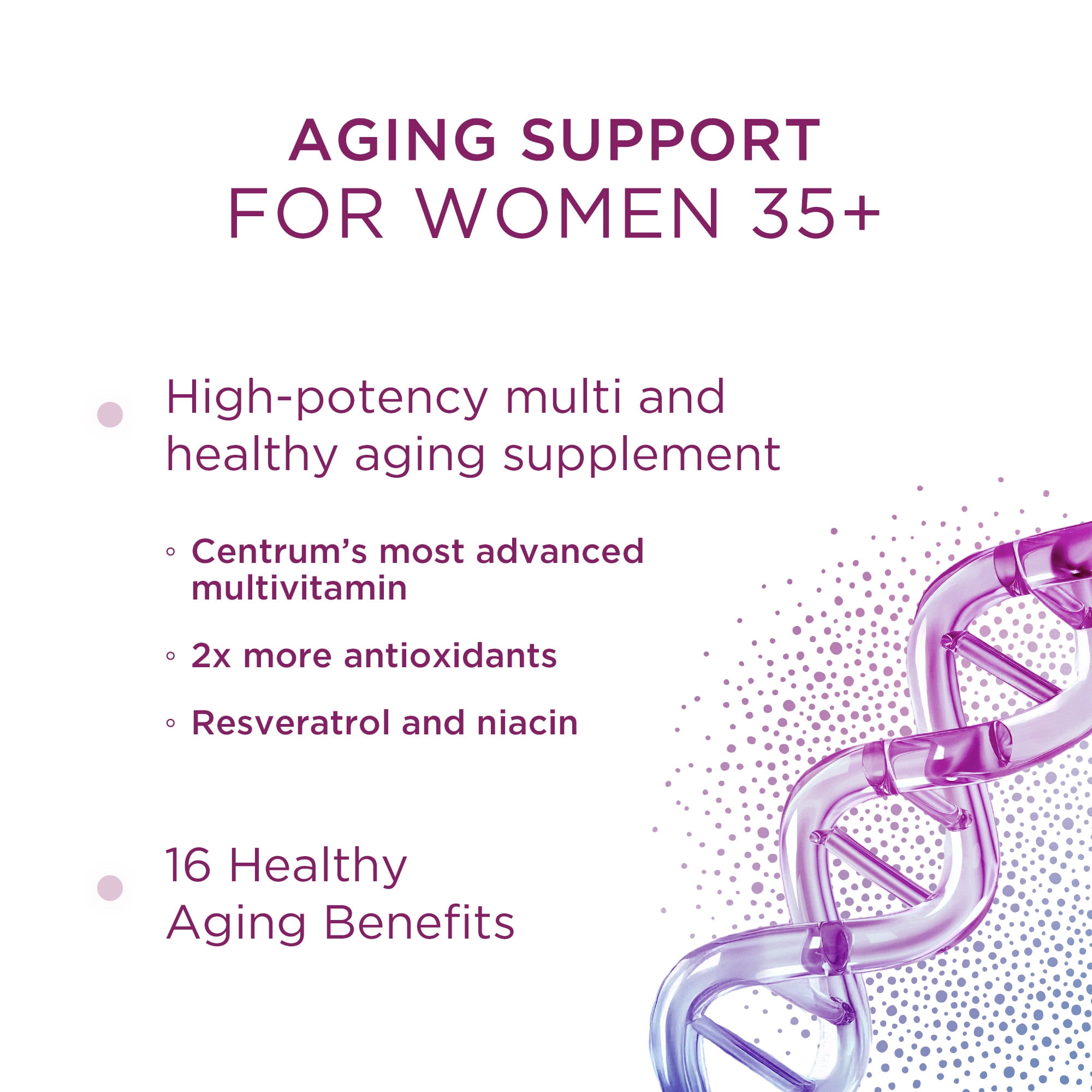 Centrum Age Defy for Women Multivitamin Supporting Healthy Aging with Resveratrol and Niacin for NAD+ Levels, 60 Tablets​