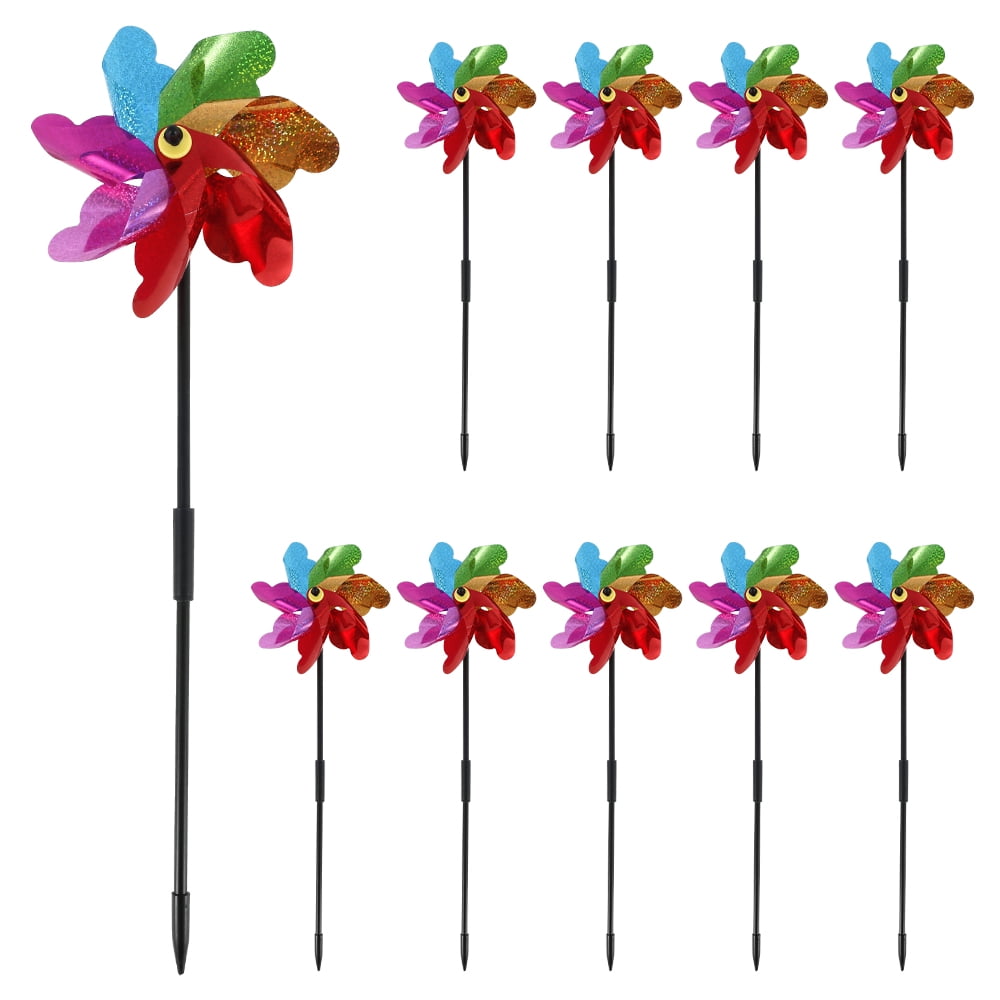 Delicate 10pcs Packing Small Colorful Plastic Pinwheel Wind Spinner Windmill 