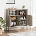 thumbnail image 3 of VERDALAY Aparador con 2 puertas Armario buffet de madera Patas de acero elevadas Armario para cubiertos Compartimentos abiertos Armario para vajilla Armario para cafetera para cocina Dormitorio, 3 of 10