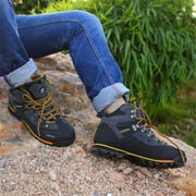 Mens Waterproof Leather mid Hiking Boots Outdoor Non-Slip Lightweight Trekking Sneakers
