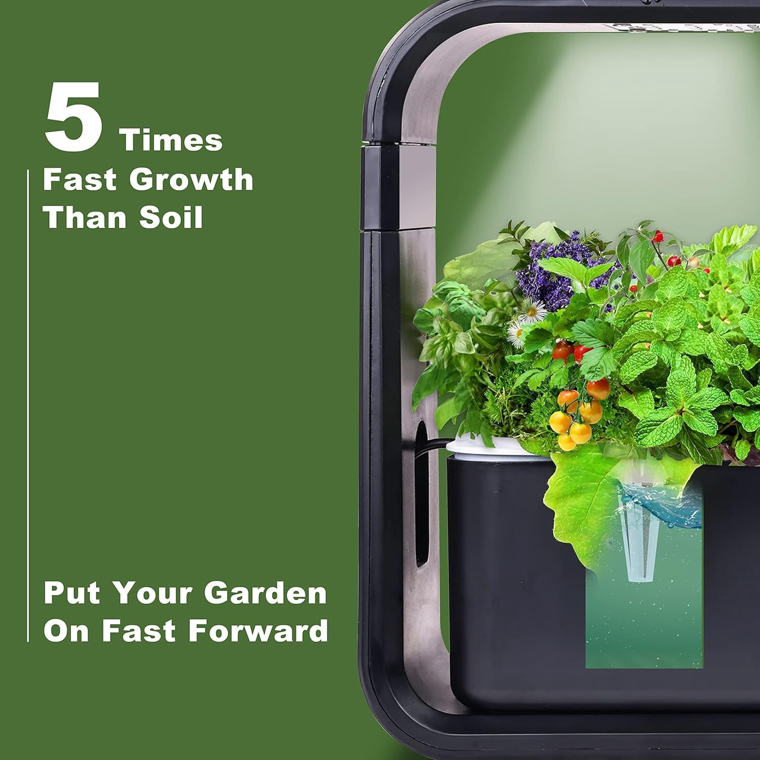Elevon Sprout Indoor Hydroponic Herb Garden with LED Grow Light for Home, Black