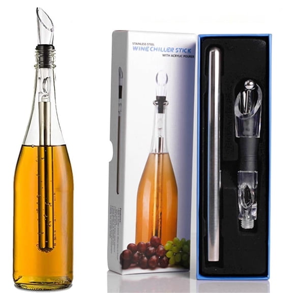 Wine Chiller 3-in-1 Stainless Steel Wine Bottle Cooler Stick Freezer with Aerator and Pourer for Chilling Longer, Pouring and Aerating Wine for Christmas and Birthday Gifts